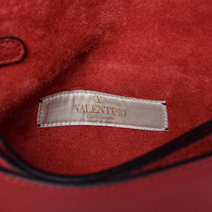Valentino Garavani Grained Calfskin Turquoise Small Rockstud Rolling Wristlet Clutch Rosso Valentino 6 of 9