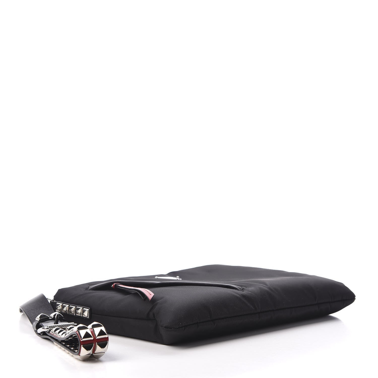 Prada Tessuto Nylon Studded Wristlet Black Fuoco 4 of 8