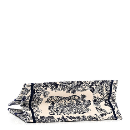 Christian Dior Canvas Embroidered Medium Dioriviera Toile De Jouy Book Tote Blue Blue 4 of 10