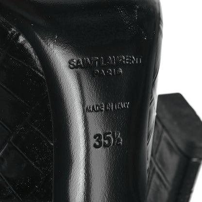 Saint Laurent Calfskin Crocodile Embossed Silvana 110mm Pumps 35.5 Black 6 of 8