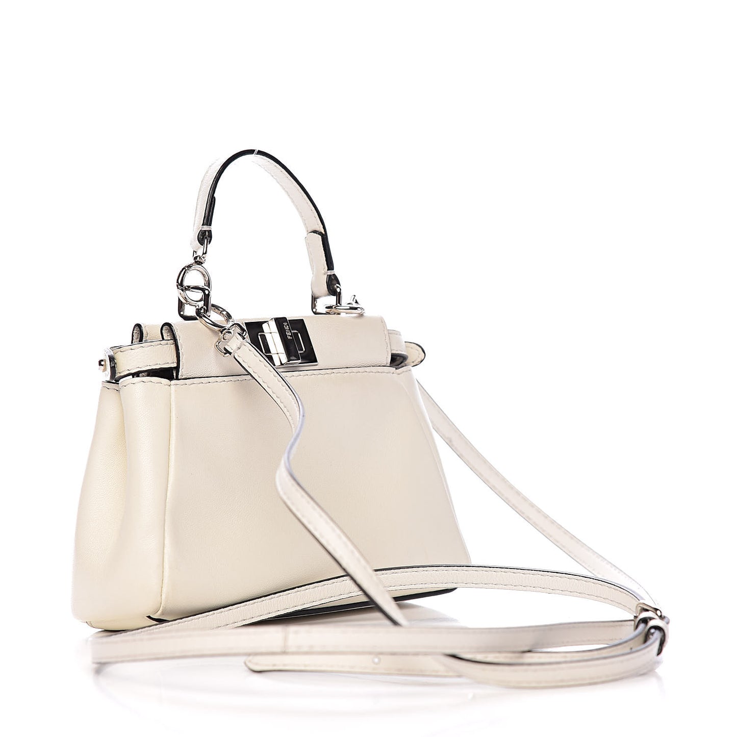 Shiny Nappa Micro Peekaboo Iconic Satchel White
