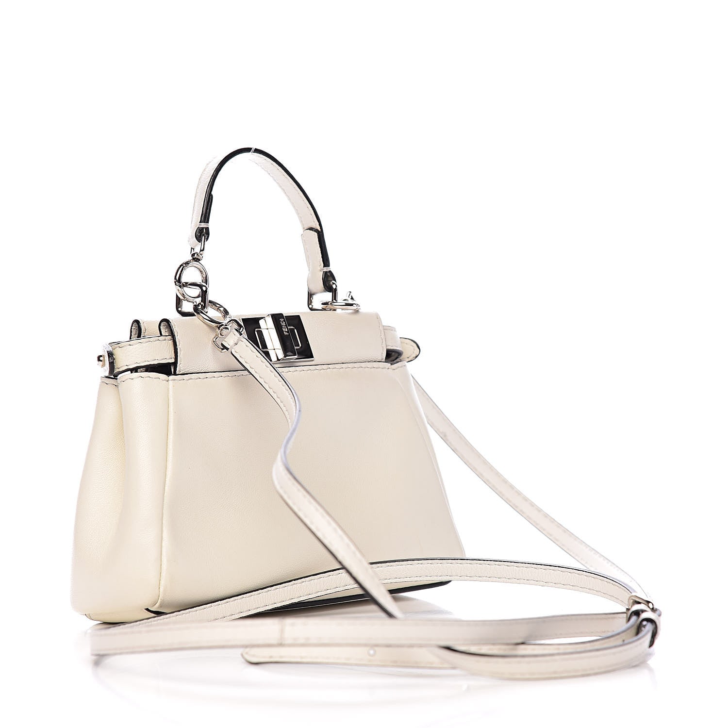 Fendi Shiny Nappa Micro Peekaboo Iconic Satchel White 3 of 11