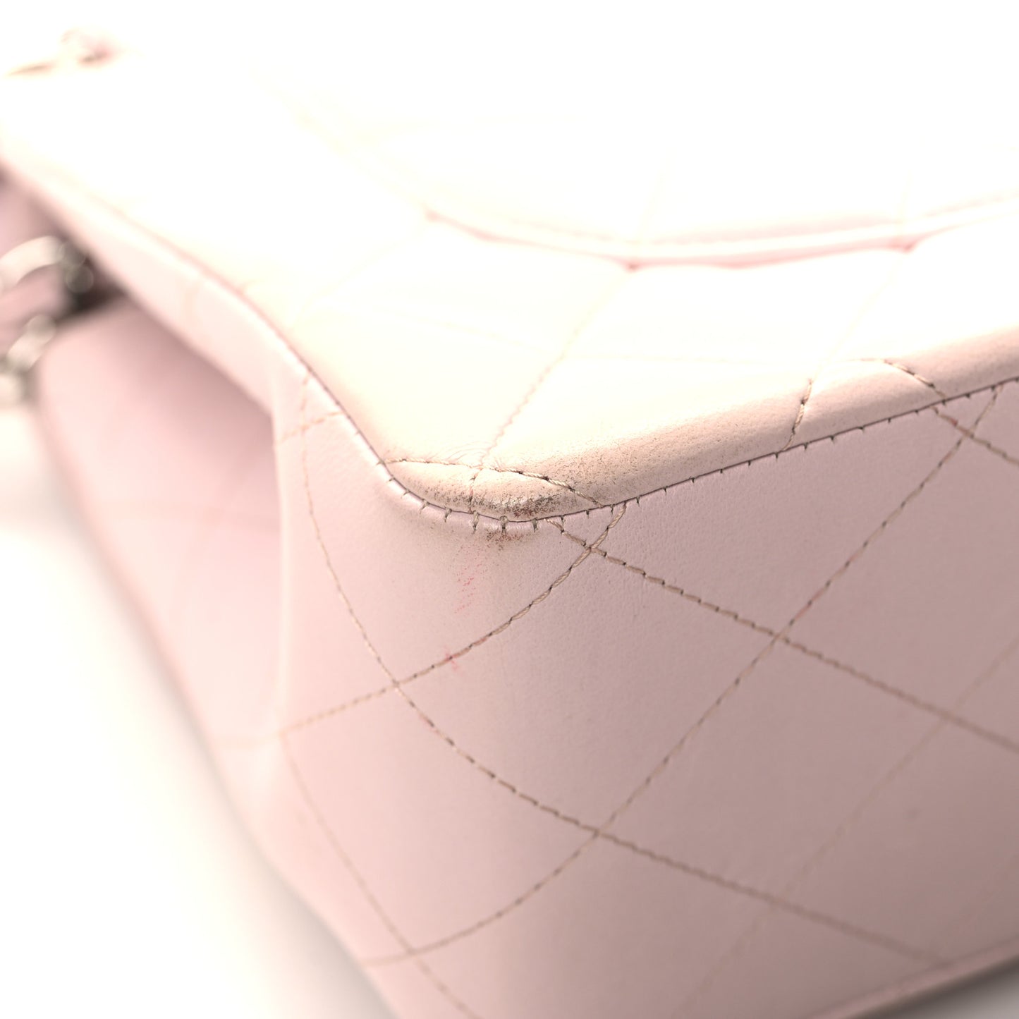 Lambskin Quilted Jumbo Double Flap Light Pink