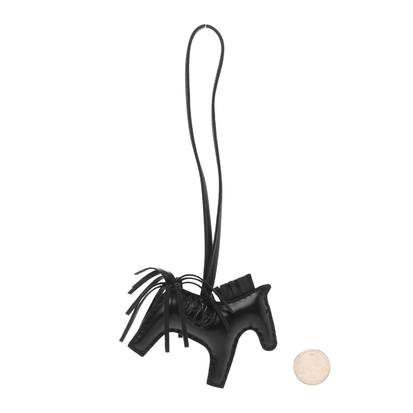 Milo Lambskin Matte Alligator Touch Grigri Rodeo Horse Bag Charm PM So Black