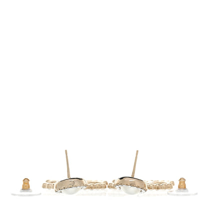 Chanel Crystal Pearl Bow-tiful CC Drop Earrings Gold 3 of 5