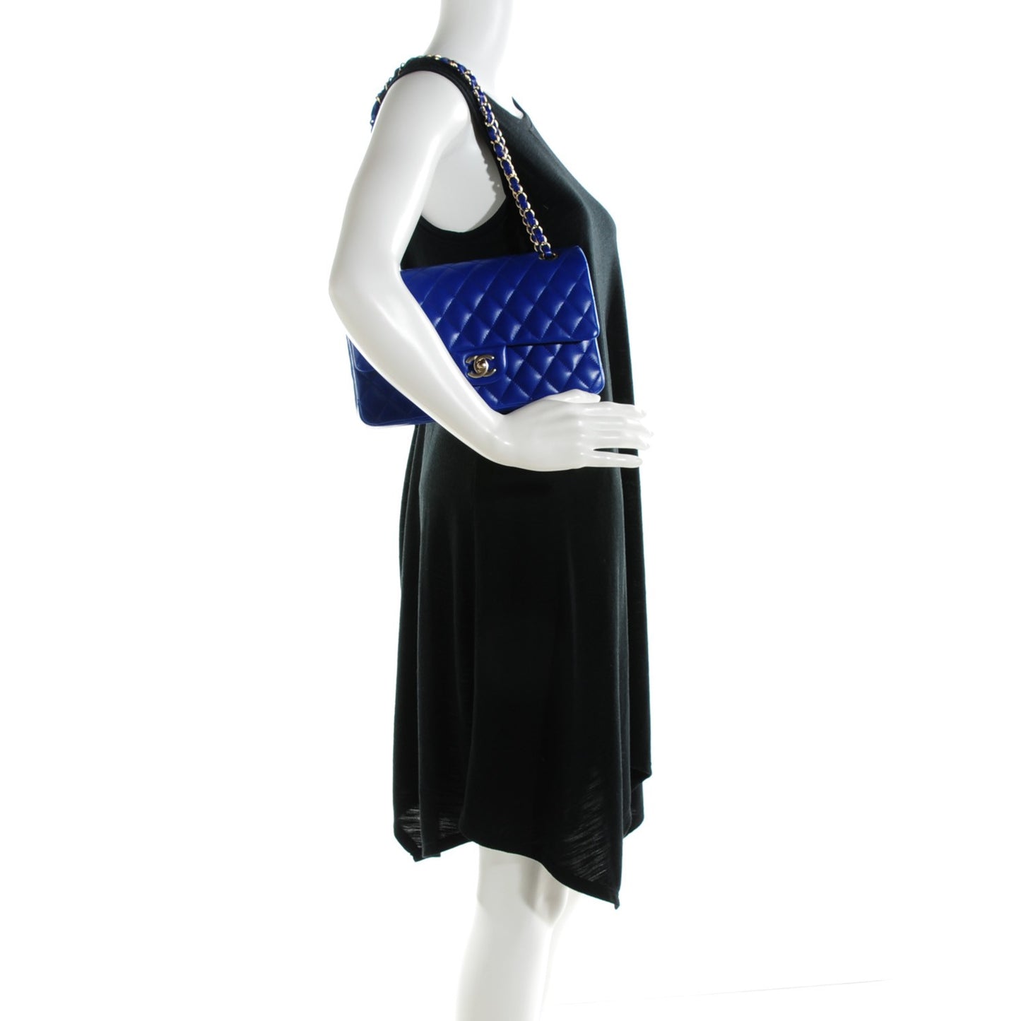 Lambskin Quilted Medium Double Flap Blue