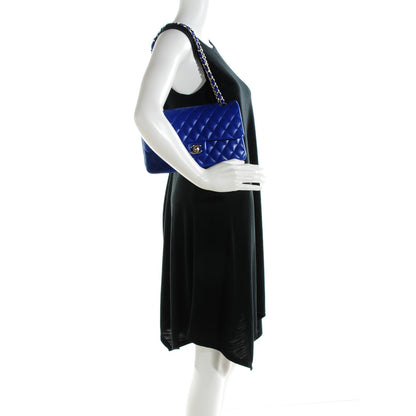 Chanel Lambskin Quilted Medium Double Flap Blue 2 of 8