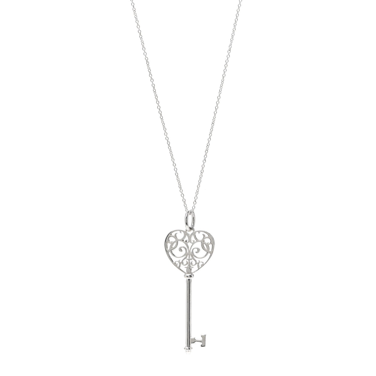 Tiffany Sterling Silver Enchant Heart Key Pendant Necklace 1 of 6