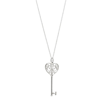 Tiffany Sterling Silver Enchant Heart Key Pendant Necklace 1 of 6