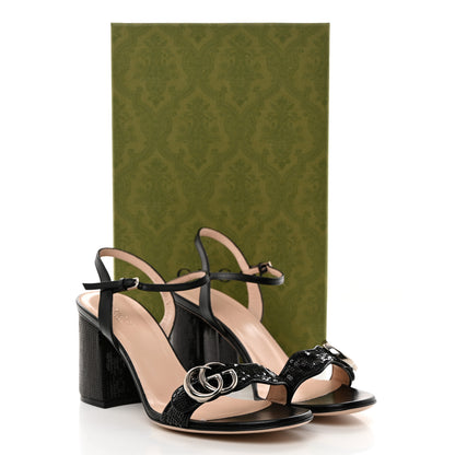 Gucci Sequin Satin Nappa GG Marmont Ankle Wrap 75mm Sandals 38.5 Black 9 of 9