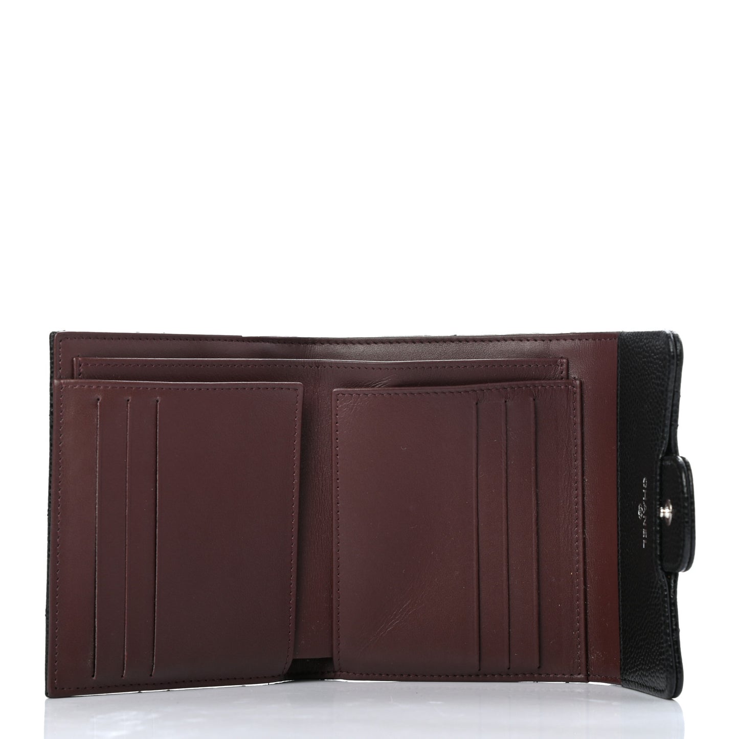 Caviar Quilted Compact Flap Wallet Black