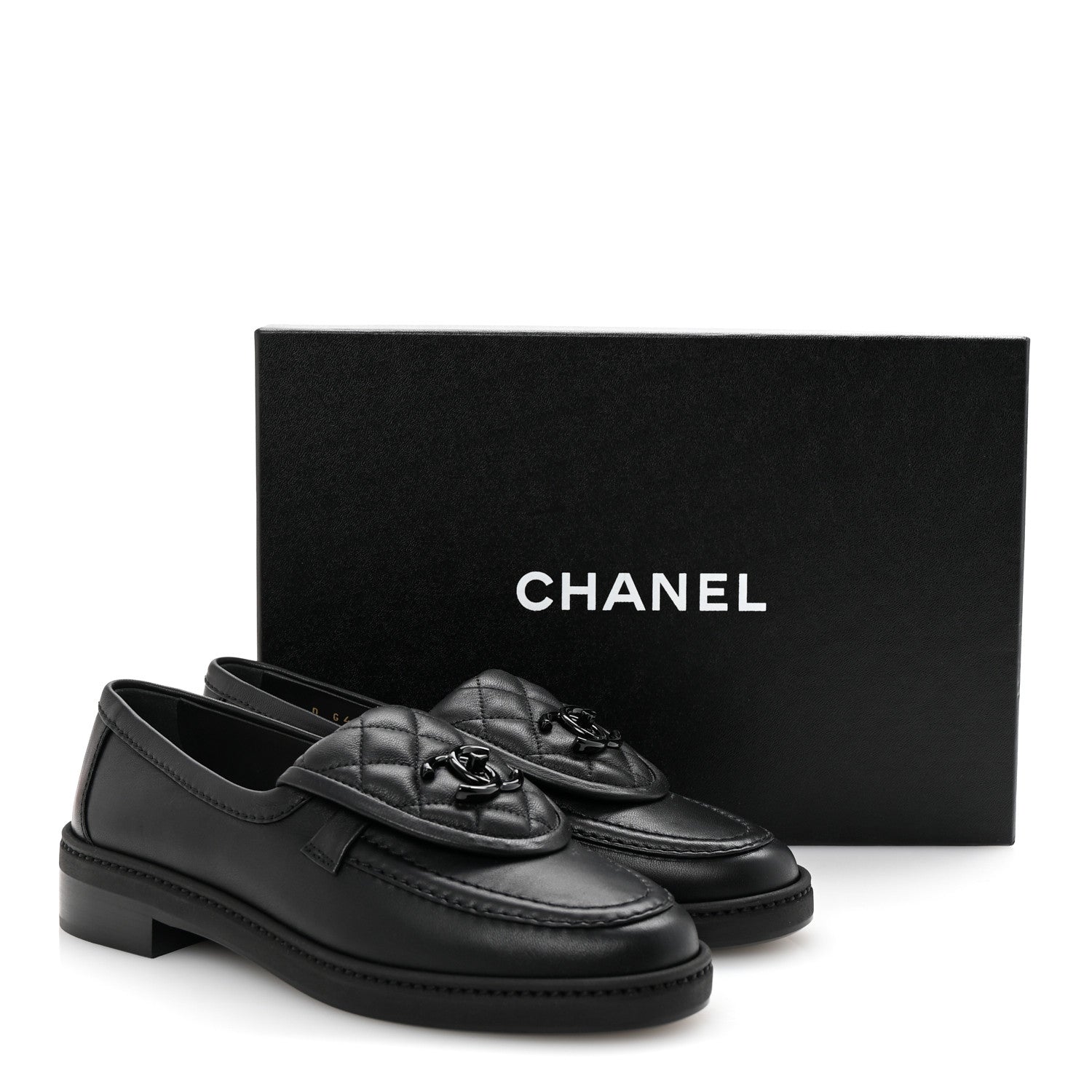 Chanel Lambskin Quilted CC Turnlock Loafers 36 Black 1725827