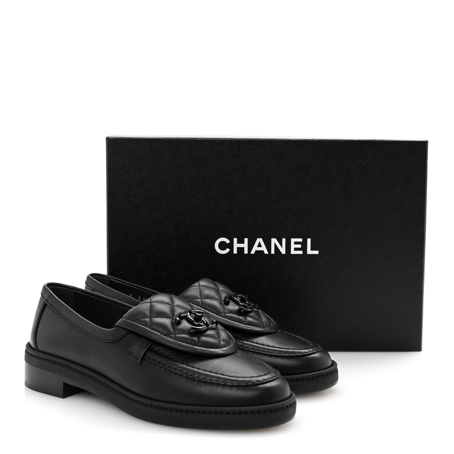 Lambskin Quilted CC Turnlock Loafers 36 Black
