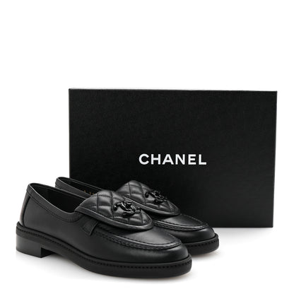Chanel Lambskin Quilted CC Turnlock Loafers 36 Black 10 of 10