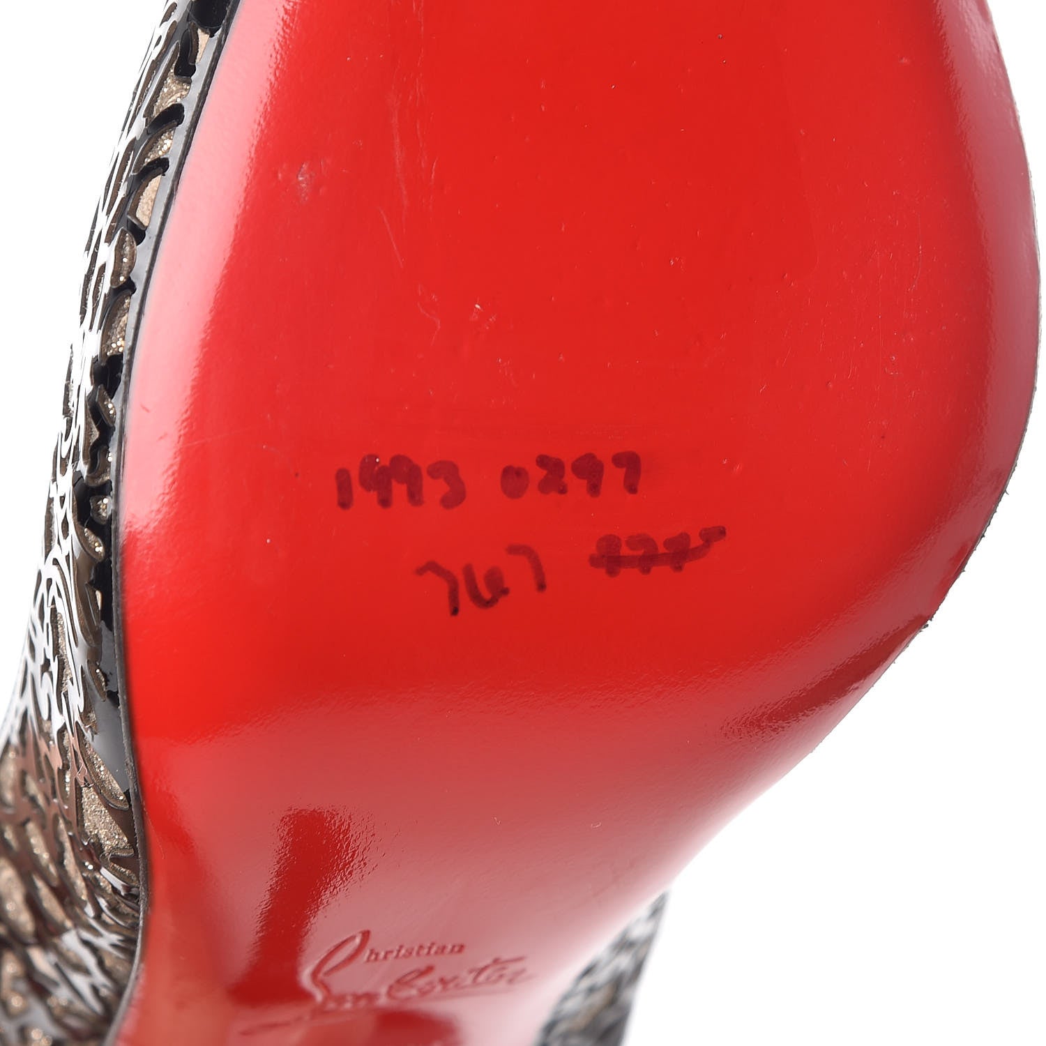 Christian Louboutin Patent Lace Glitter So Pretty 120 Pumps 39.5 Black 12 of 16