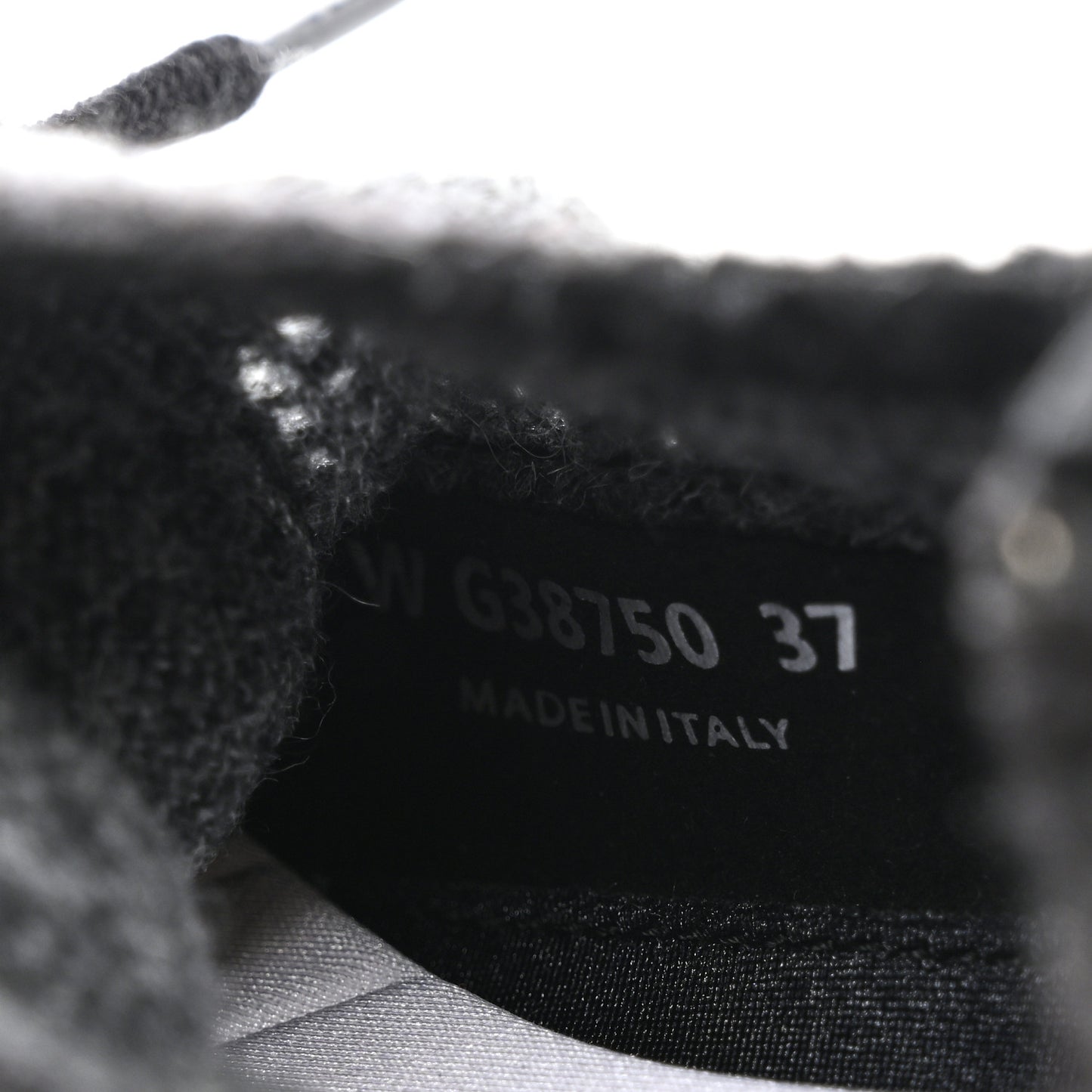 Knit Fabric Suede Calfskin Womens CC Sneakers 37 Grey Black