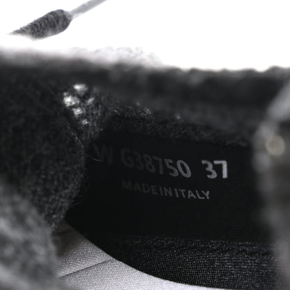 Chanel Knit Fabric Suede Calfskin Womens CC Sneakers 37 Grey Black 8 of 9