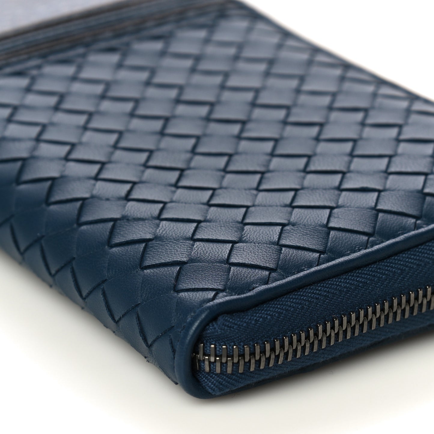 Nappa Embroidered Zip Around Wallet Blue