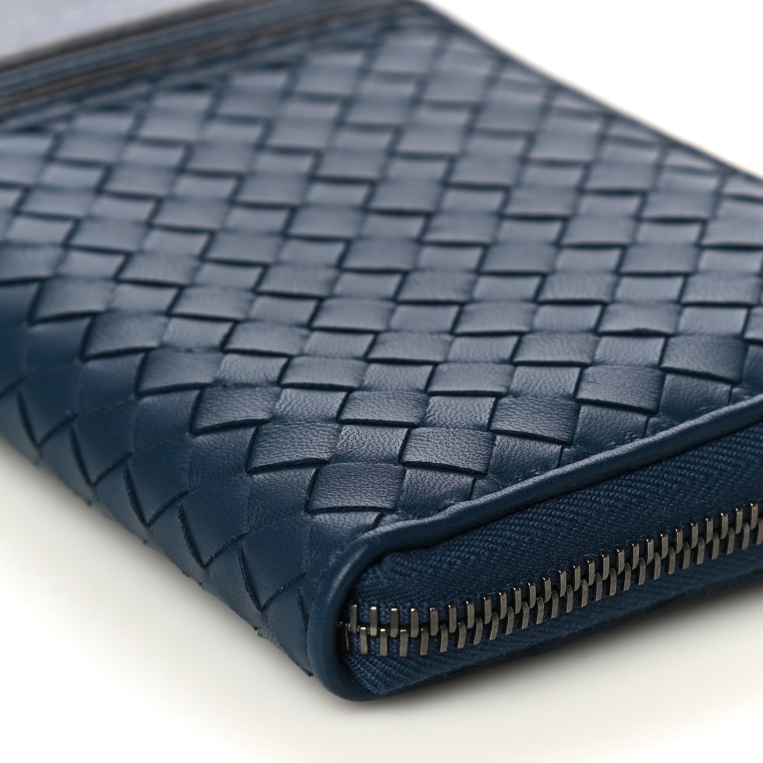 Bottega Veneta Nappa Embroidered Zip Around Wallet Blue 9 of 11