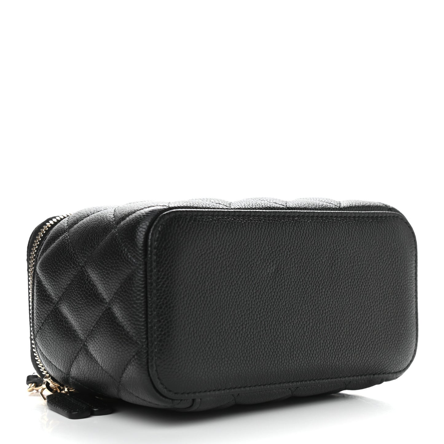 Caviar Quilted Small Tiny CC Vanity Case With Chain Black