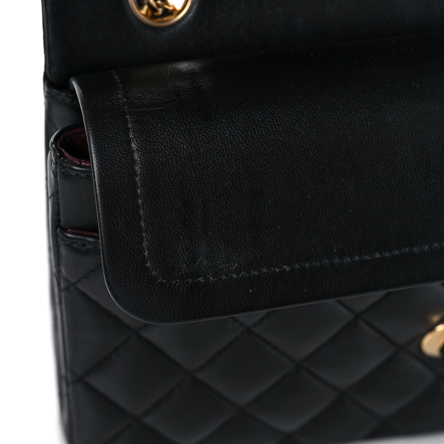 Lambskin Quilted Small Double Flap Black