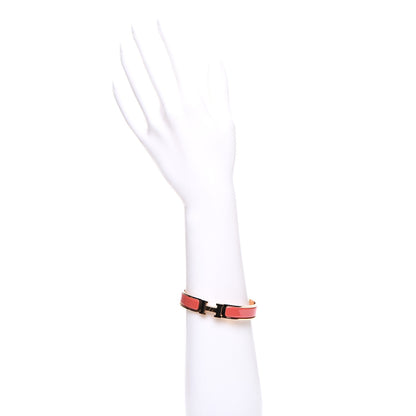 Hermes Enamel Clic Clac H Narrow Bracelet PM Rouge Corail 2 of 5