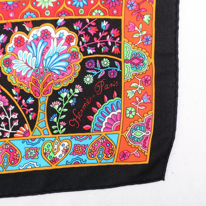 Hermes Cashmere Silk Au Pays De Oiseaux Fleurs Shawl 140 Noir Fuchsia Vert 3 of 6