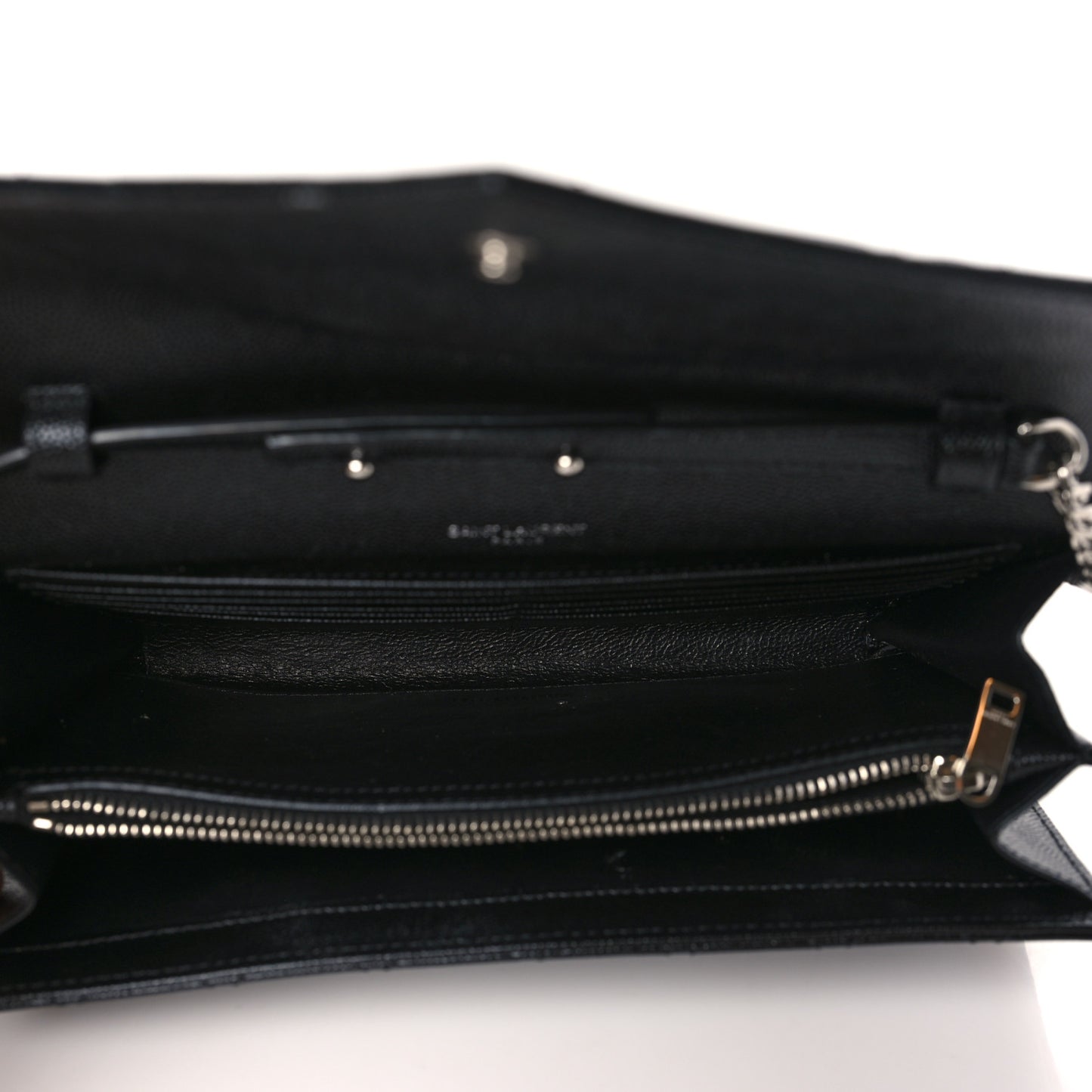 Grain De Poudre Mixed Matelasse Triquilt Monogram Chain Wallet Black