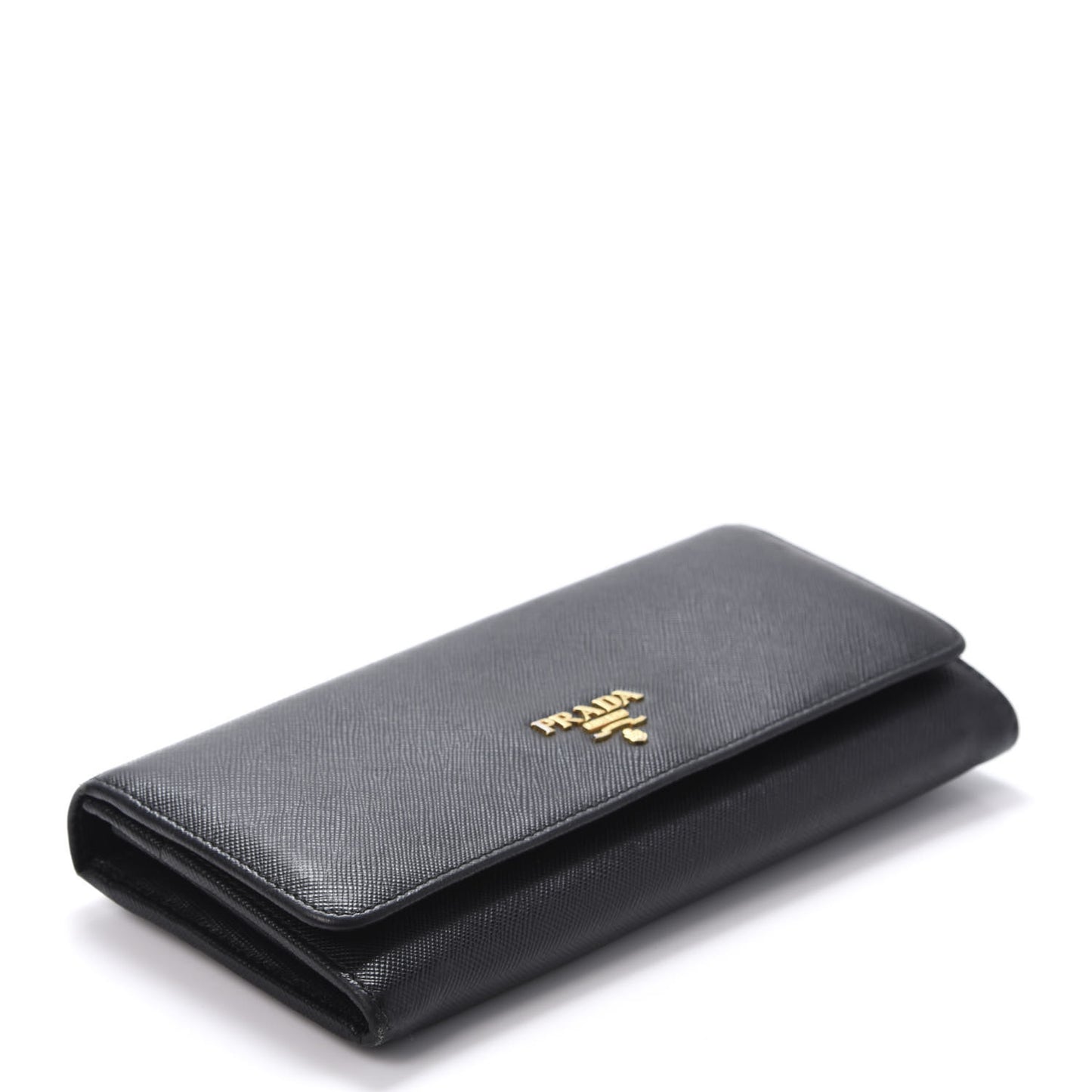 Saffiano Metal Continental Flap Wallet Black