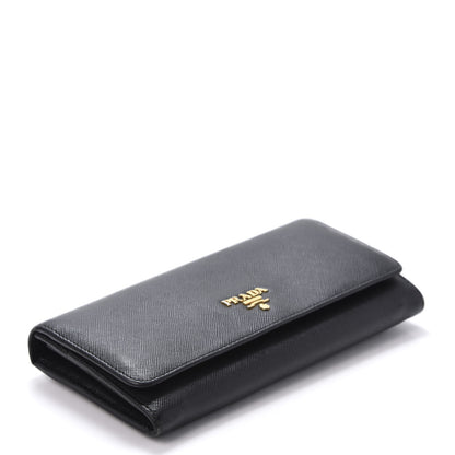 Prada Saffiano Metal Continental Flap Wallet Black 3 of 8