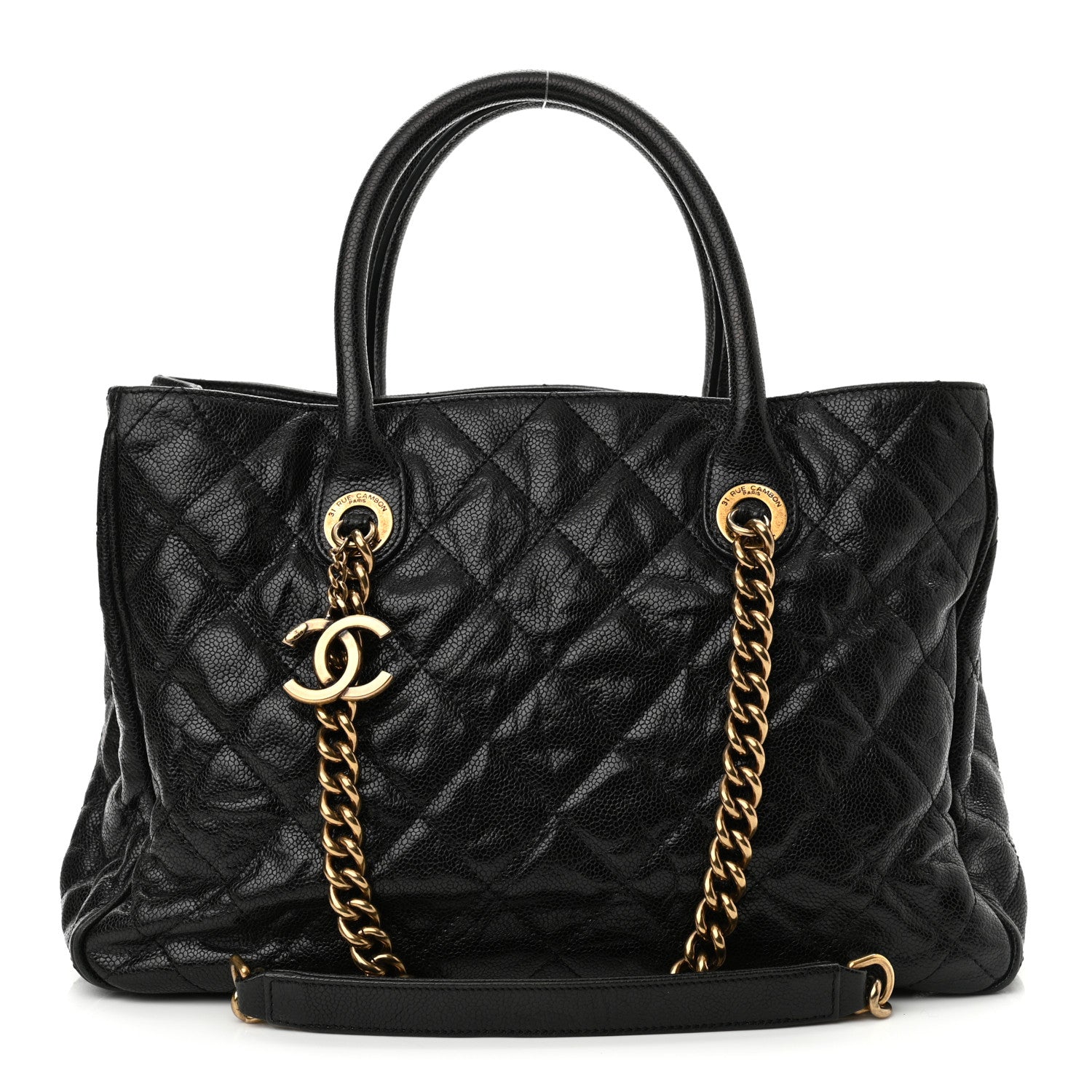 Chanel Glazed Caviar Quilted Small Shiva Tote Black 1 of 11