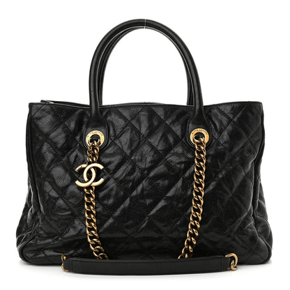 Chanel Glazed Caviar Quilted Small Shiva Tote Black 1 of 11