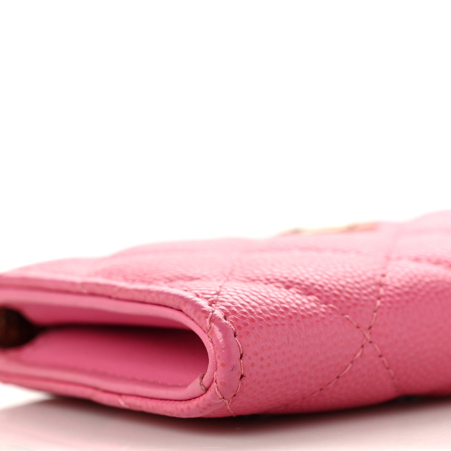 Caviar Quilted Zipped Key Holder Case Pink