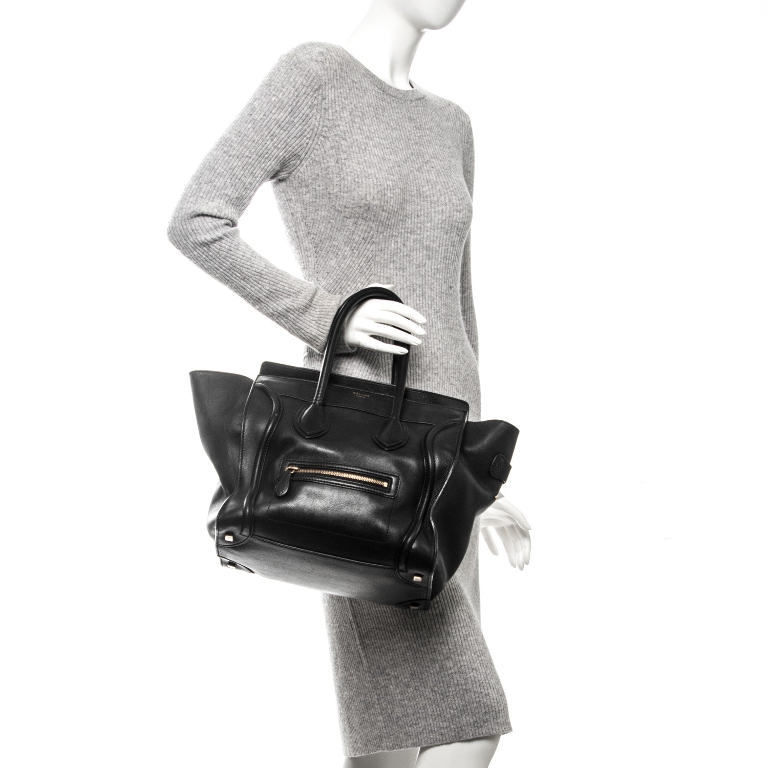 Celine Smooth Calfskin Mini Luggage Black 2 of 12