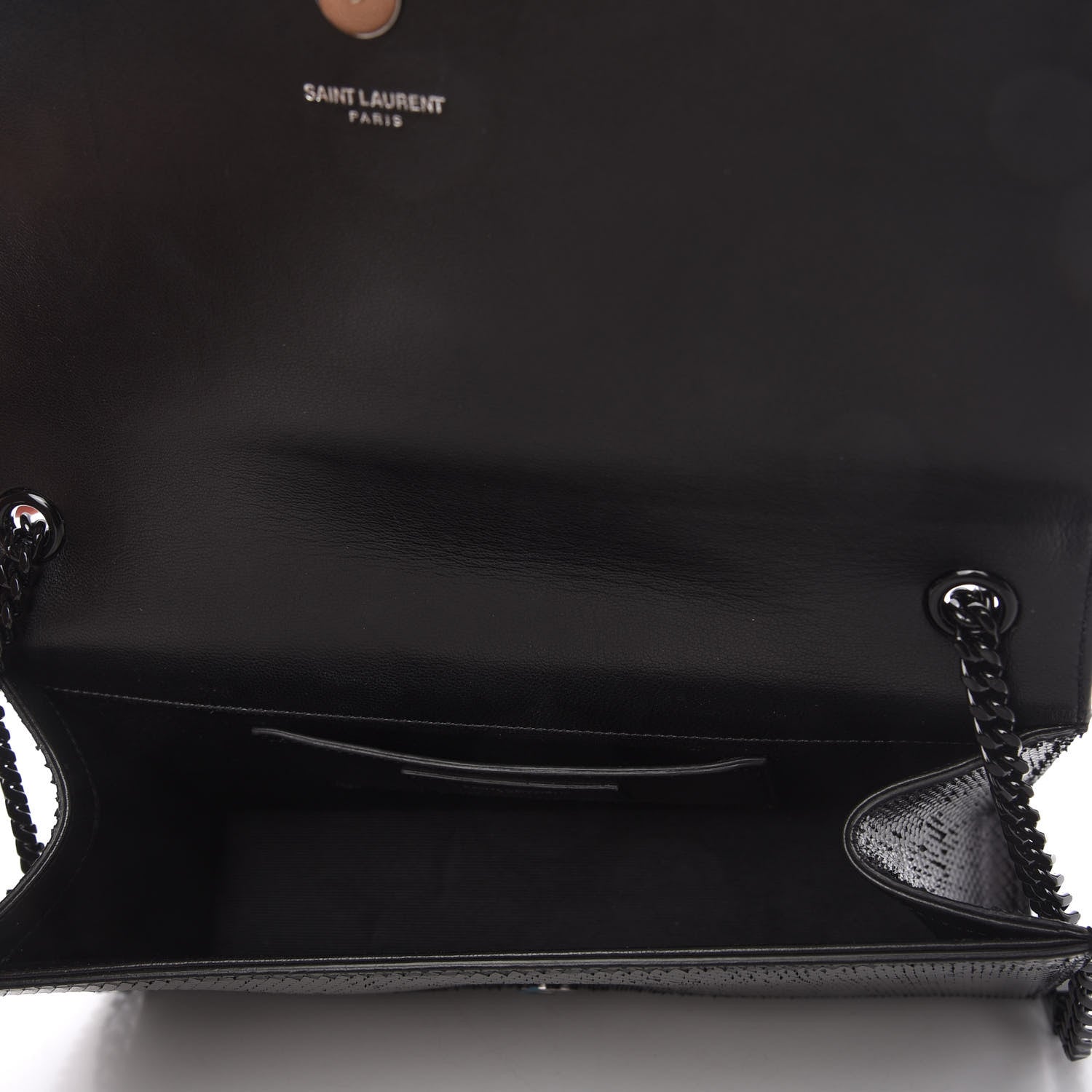 Saint Laurent Calfskin Snakeskin Effect Medium Classic Monogram Kate Satchel Black 5 of 10