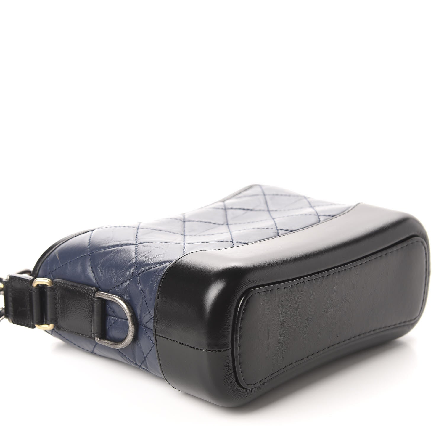 Chanel Aged Calfskin Quilted Small Gabrielle Hobo Navy Black 4 of 11