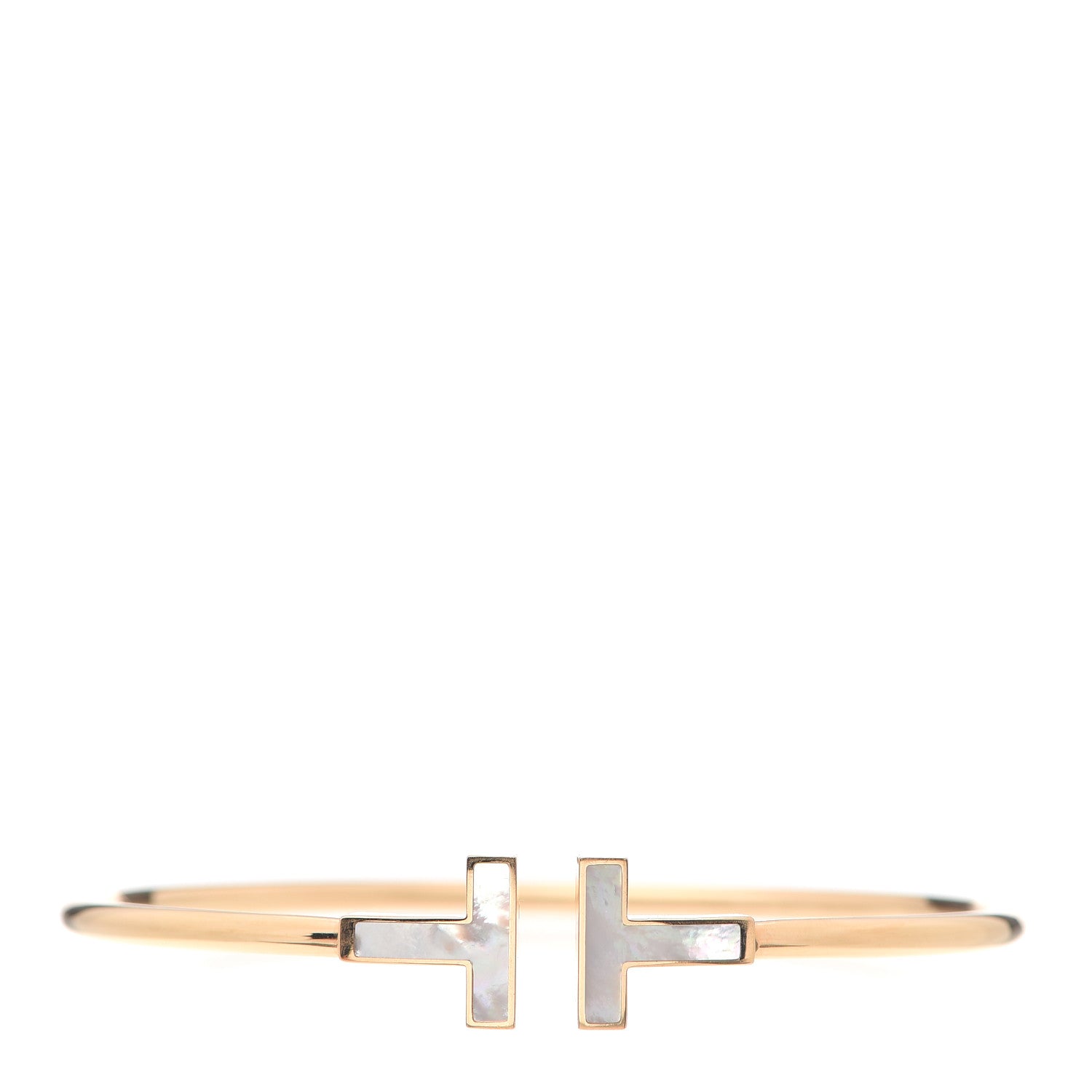Tiffany 18K Yellow Gold Mother of Pearl T Wire Bracelet 1 of 5