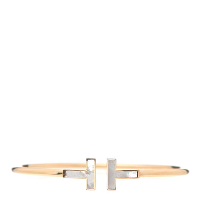 Tiffany 18K Yellow Gold Mother of Pearl T Wire Bracelet 1 of 5