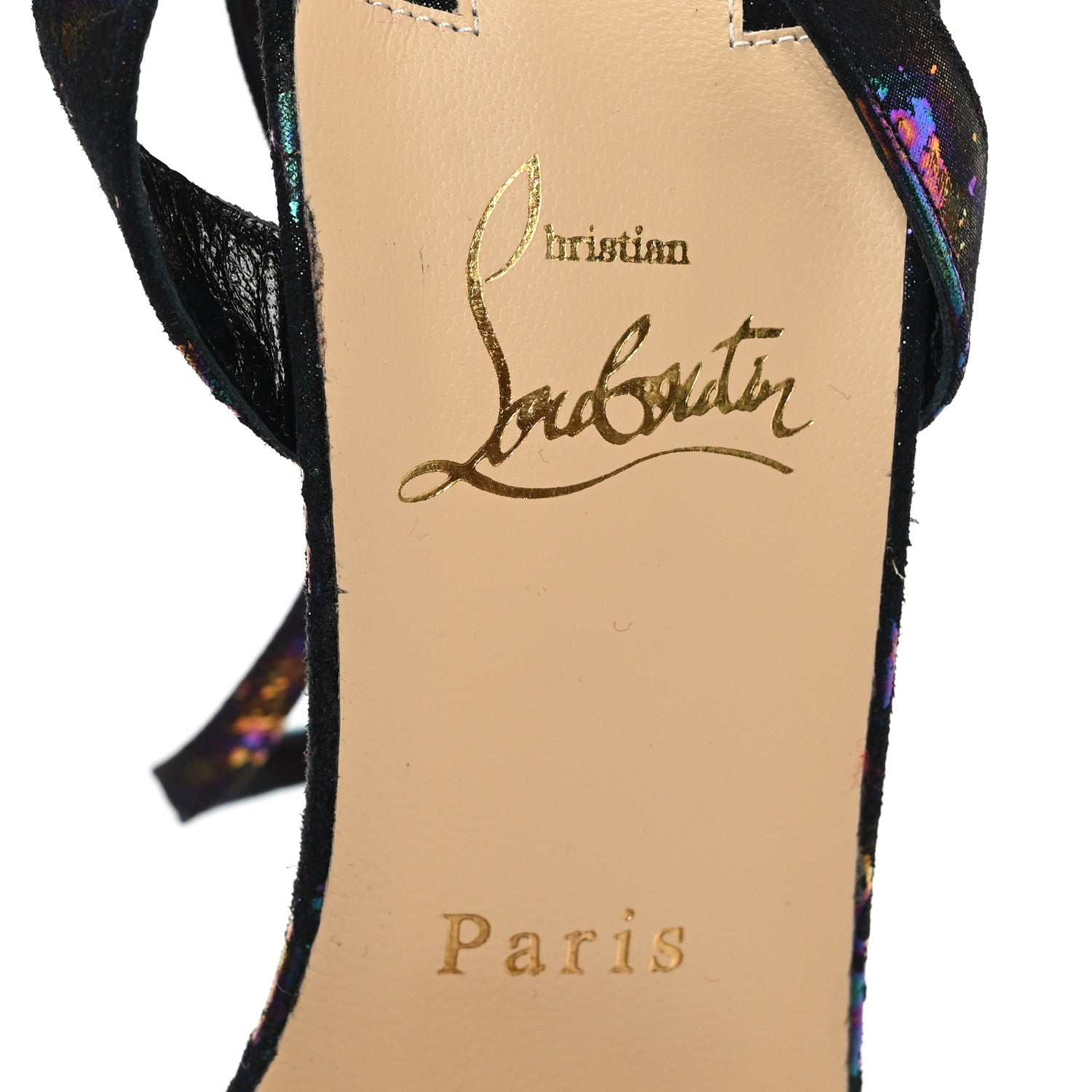 Christian Louboutin Milky Suede Loubiloo Bling Bang 120 Sandals 39.5 Black Multicolor 6 of 7