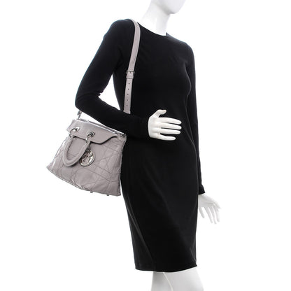 Christian Dior Lambskin Cannage Medium Granville Tote Grey 2 of 7