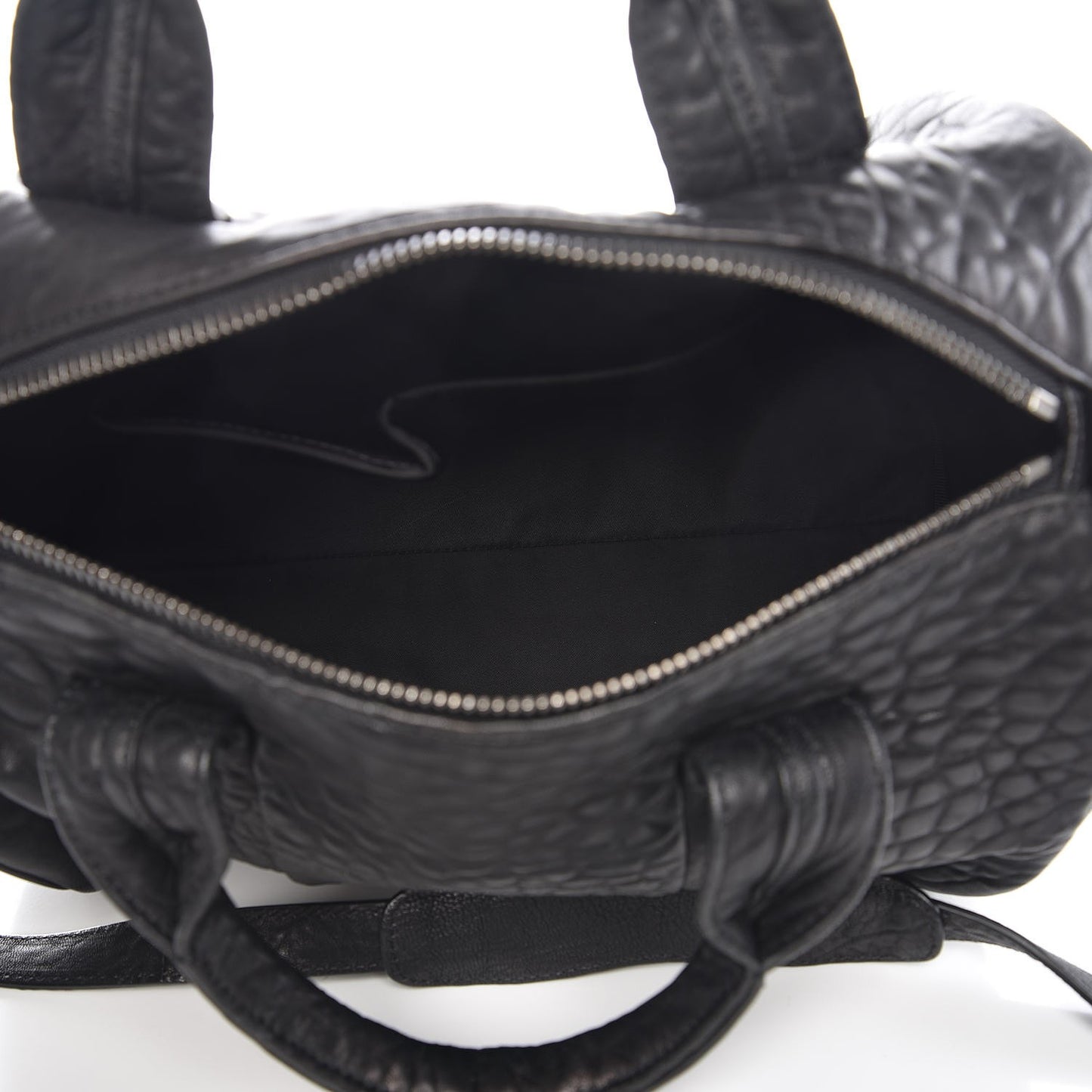 Pebbled Lambskin Rocco Black Silver Hardware