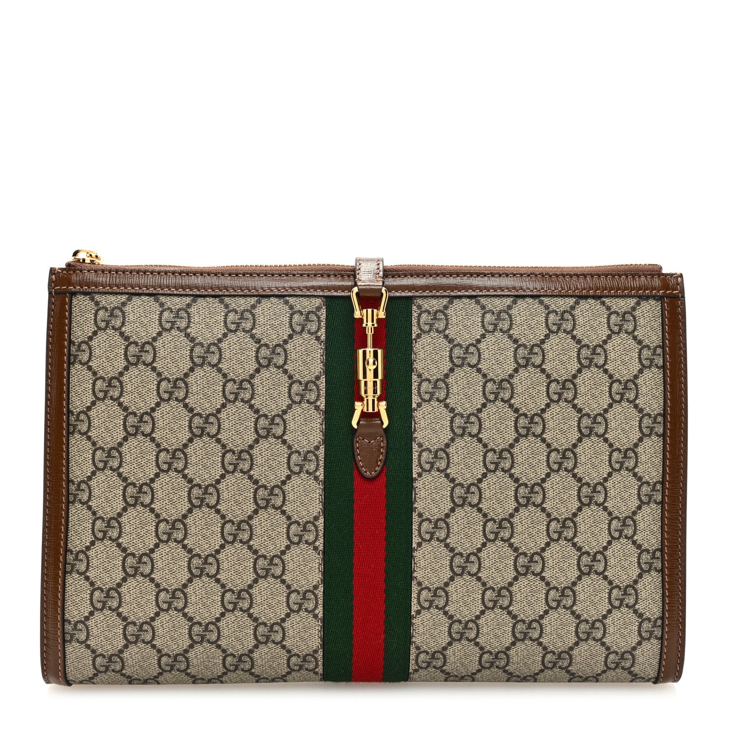 Gucci GG Supreme Monogram Large Jackie 1961 Pouch Brown 1 of 8