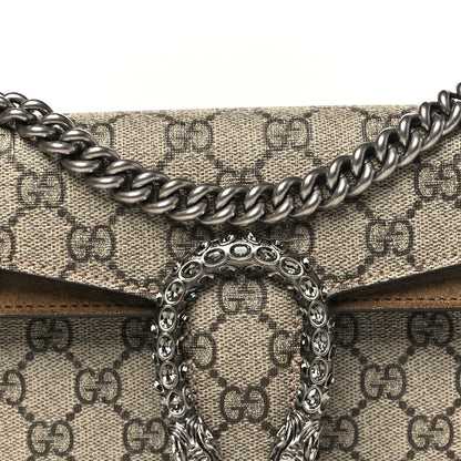 Gucci GG Supreme Monogram Suede Crystal Small Dionysus Shoulder Bag Beige Ebony Taupe 8 of 11