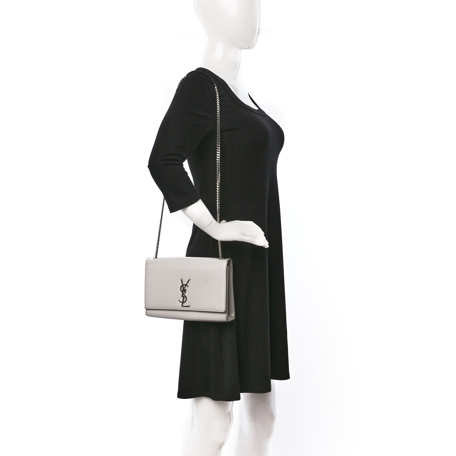 Saint Laurent Grain De Poudre Medium Classic Monogram Kate Satchel Souris 2 of 14
