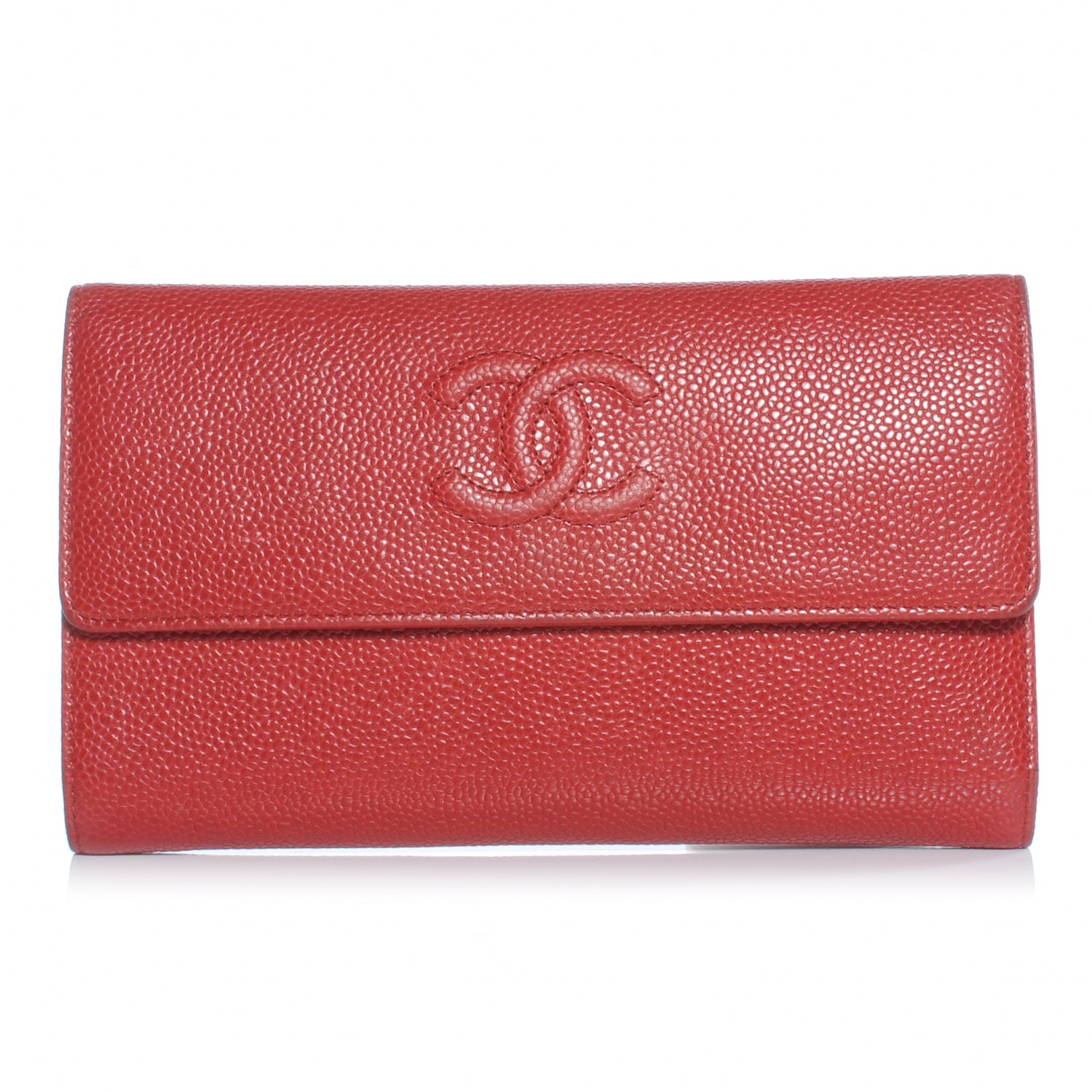 Chanel Caviar Large Flap Wallet Red 1 of 9