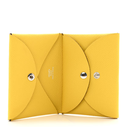 Hermes Epsom Calvi Duo Card Case Jaune De Naples 5 of 7