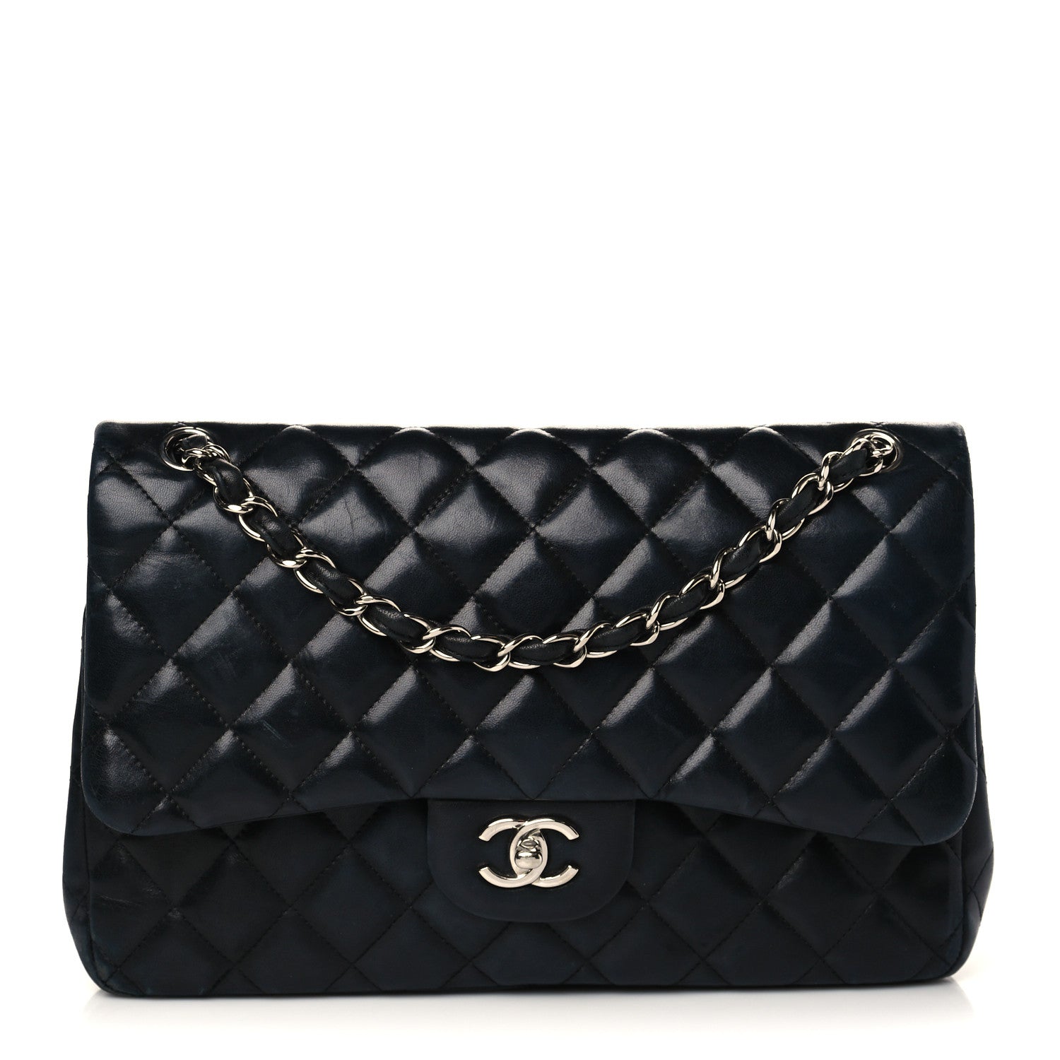 Chanel Lambskin Quilted Jumbo Double Flap Black 1 of 16