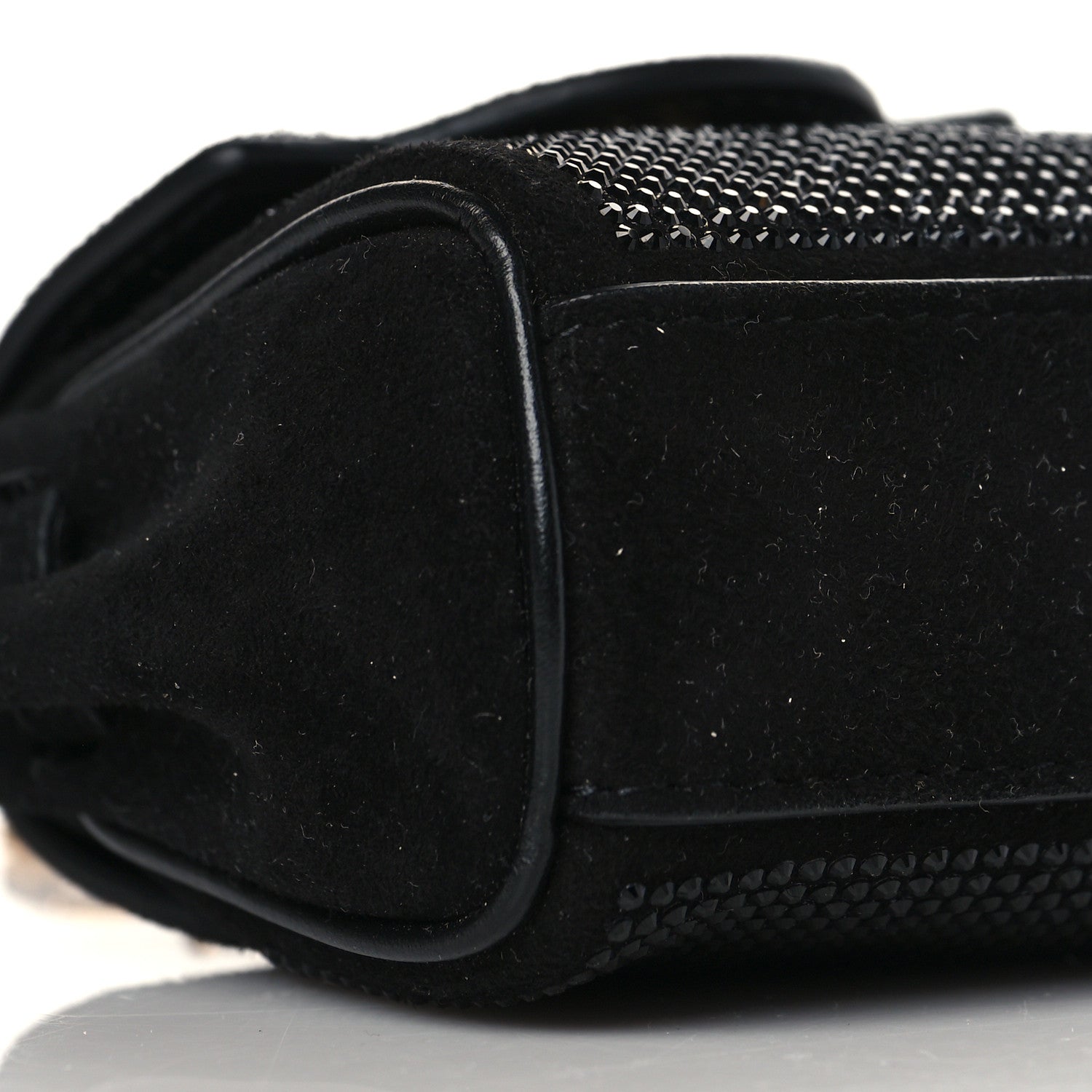 Versace Suede Crystal Studded Micro La Medusa Bag Black 8 of 9