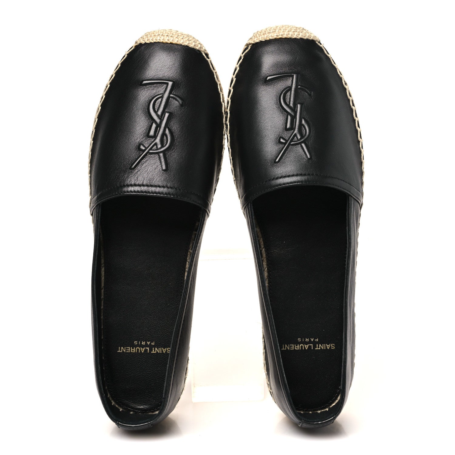 Saint Laurent Lambskin Monogram Espadrilles 37 Black 2 of 10
