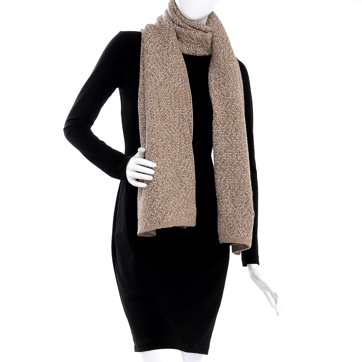 Cotton Cashmere Lurex CC Scarf Beige
